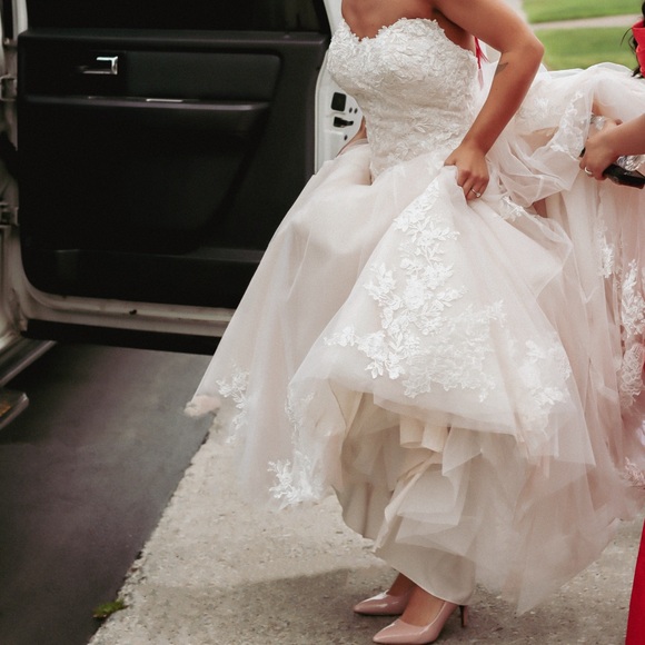 Blush pink wedding dress made in Italy - Picture 3 of 9